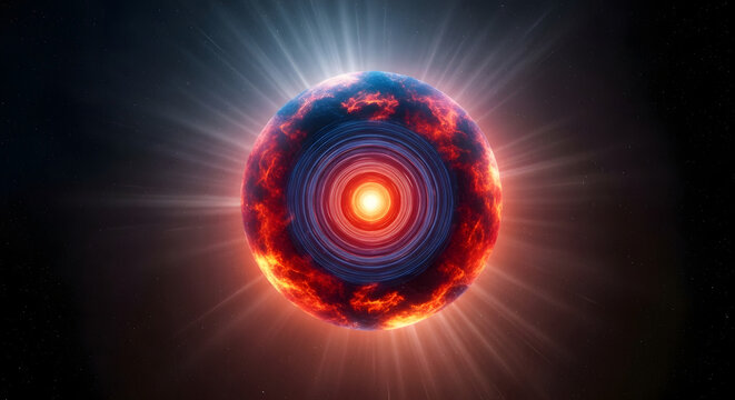 A vibrant cosmic core of fiery energy and light.