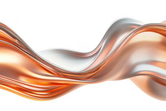 A flowing abstract design featuring smooth metallic waves in shades of copper and silver. creating a sense of movement and elegance. suitable for backgrounds or artistic projects