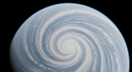 Giant atmospheric vortex storm on a celestial body in space.