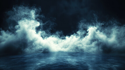 Bright stadium arena lights, Smoke bombs, empty dark scene, neon light