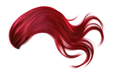 A vibrant. flowing cascade of deep red hair. elegantly styled and captured against a clean white background. ideal for beauty and haircare visuals