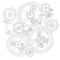 Mechanized Marvel: A meticulously crafted blueprint reveals the intricate dance of gears and cogs, a testament to mechanical precision and engineering.