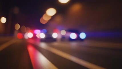 This video shows mini police lights flashing at night, creating an emergency or law enforcement atmosphere. Suitable for projects related to security, police or military situationsy