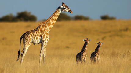 landscape with a group of giraffes
