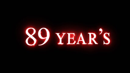Neon years text illustration. Celebrate neon 89 years.