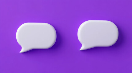 white speech bubble icon set on a purple background.
