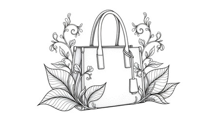 Elegant tote with floral accents for stylish projects, perfect for fashion blogs and branding, a modern accessory with botanical flair for creative designs