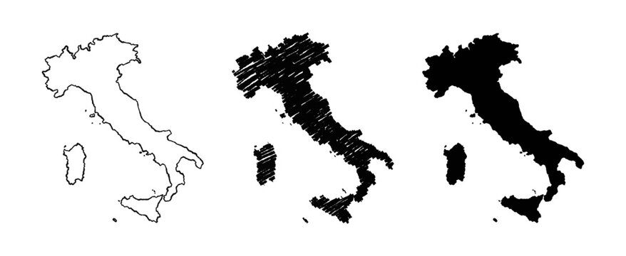 Italy map hand drawn Sketch Scribble background vector, Italy freehand Sketch map, vintage hand drawn map.