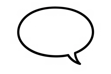 Speech bubble outline icon representing chat, talk, dialogue, communication, and social media with transparent background