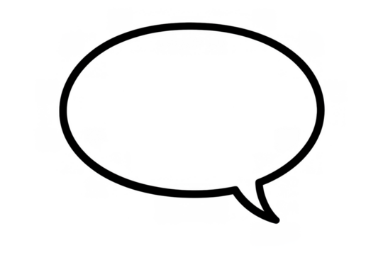 Speech bubble outline icon representing chat, talk, dialogue, communication, and social media with transparent background - Powered by Adobe