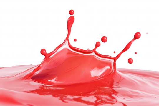 A splash of red paint captures the dynamic motion of liquid as it collides with a surface. creating an artistic display that conveys creativity and energy. suitable for design projects