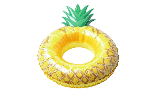 A inflatable pineapple-shaped pool float resting on a clean white background. perfect for summer fun and pool parties. creating a playful and tropical atmosphere