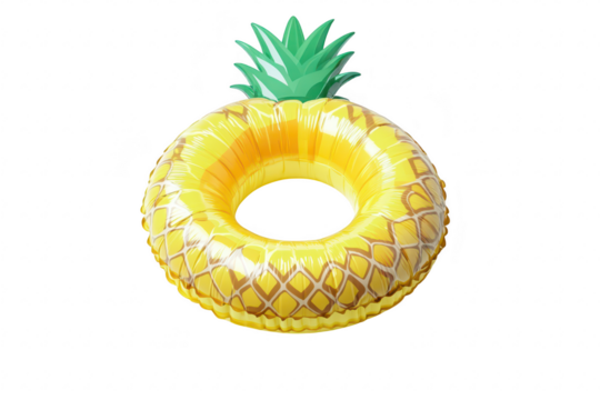 A inflatable pineapple-shaped pool float resting on a clean white background. perfect for summer fun and pool parties. creating a playful and tropical atmosphere