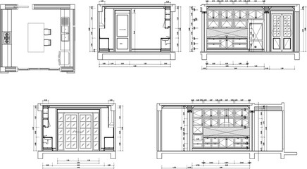 Interior Kitchen Design with Built-in Cabinet Layout and Dining Table Arrangement”