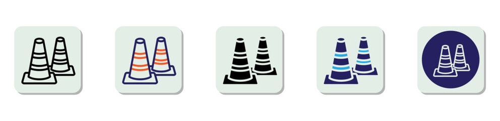 Traffic Cone Icon Multi Style Vector Illustration