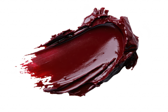 Vivid. rich red paint smeared artistically on a clean white background. texture and color depth. ideal for art. design. or creative projects