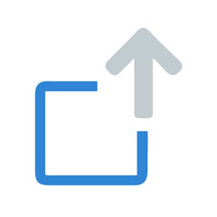 Modern upload icon with arrow and blue square graphic