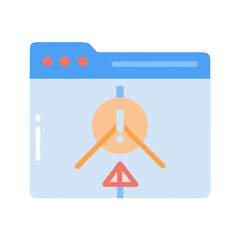 Website error message window with caution icon graphic