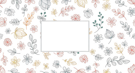 Seamless color doodle pattern, floral style, isolated on white background, playful hand-drawn flowers and leaves, colorful pastel palette