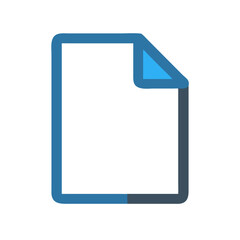 Blue minimalist document icon with folded corner graphic