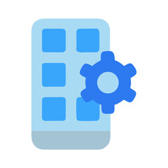 Mobile app with settings interface and gear configuration icon