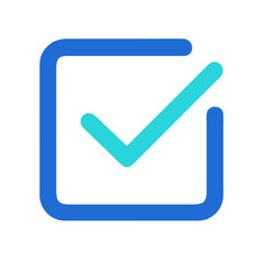 Blue check mark icon illustration on black background