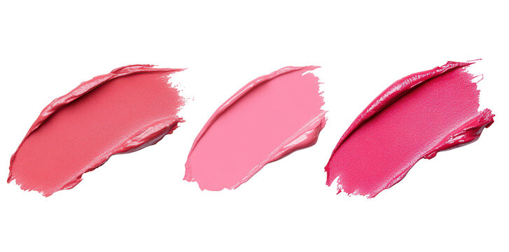 A display of three different shades of creamy lipstick swatches on a clean white background. a range of colors suitable for various skin tones and makeup styles