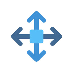 Blue arrows pointing in four directions on black background