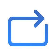 Blue square redirect arrow on a clean black backdrop