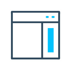 Simple application window icon with sidebar in blue tones