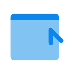 Abstract light blue frame with arrow on black backdrop