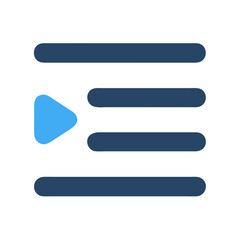 Obraz premium Play icon adjacent to four parallel horizontal lines