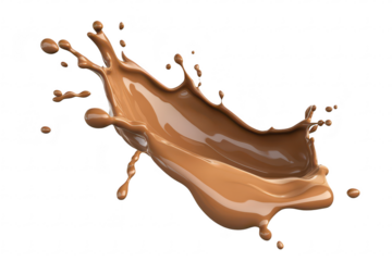 A dynamic splash of rich brown liquid against a clean white background. capturing the fluid motion and texture. perfect for culinary or artistic themes