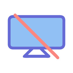 Desktop monitor displaying disconnected icon symbol with a strike