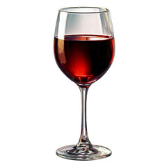 Classic elegant wine glass filled with vibrant red wine ready isolated on transparent background