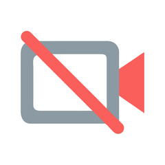 Video Camera Icon with Muted Symbol on Black Background