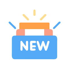 Eye catching stylized new product badge on black background