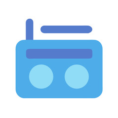 Retro radio illustration with blue tones on black background