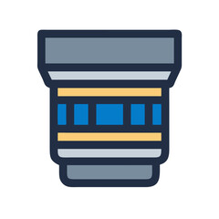 Camera lens vector image on black backdrop modern style