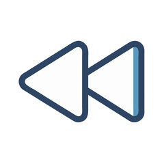 Rewind icon with bold outline on a black background