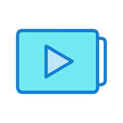 Simple blue video icon with play button element graphic