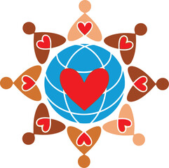 Global community uniting with love and compassion for a better world, promoting harmony and diversity, perfect for social causes and international projects