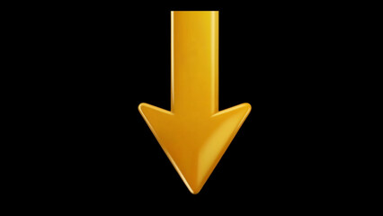 Bright golden downward arrow on a black background