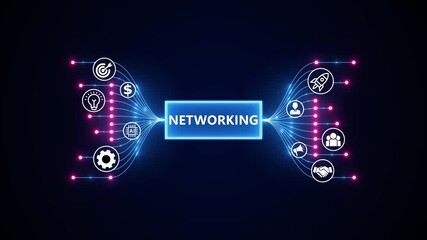 Global business networking and communication technology concept. Optimization of business and production processes. Virtual network connecting service with graphical icons in various. - Powered by Adobe