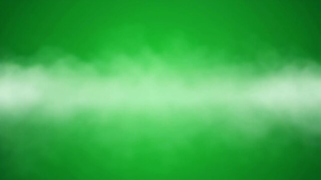 A vibrant green background with a soft, horizontal band of white smoke or fog across the center, creating a serene and ethereal effect.