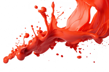 A splash of red paint dynamically colliding with a white background. creating a striking visual effect that captures the essence of creativity and artistic expression