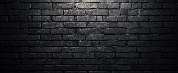 moody glossy black brick wall under a single overhead light with gritty urban texture and shadowed empty backdrop