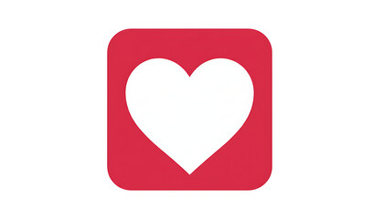 A simple graphic of a white heart shape inside a red rounded square on a white background space around it