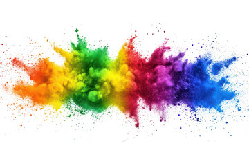 A explosion of colorful powder creating a rainbow effect against a white background. ideal for creative projects. celebrations. or artistic expressions (1)