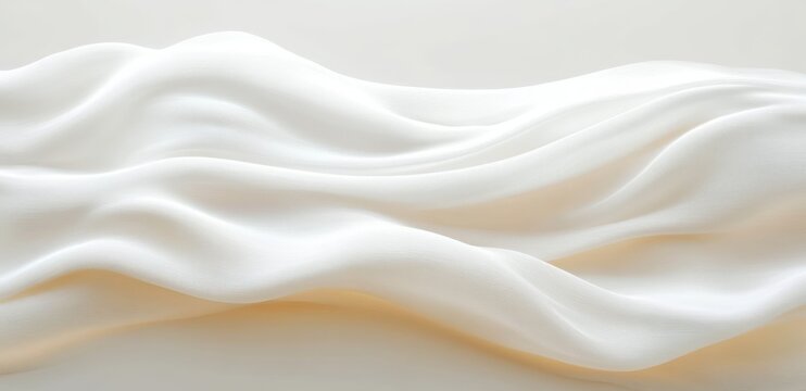 soft flowing white fabric with gentle folds and rippling waves conveying calm serene minimalist texture